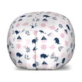 thumbnail image 1 of Nautical Storage Toy Bag Chair, Fish Dolphin Whale Anchor and Sailing Boats Pastel Toned Pattern, Stuffed Animal Organizer Washable Bag, Small Size, Dark Blue Pale Pink, by Ambesonne, 1 of 3