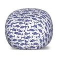 thumbnail image 1 of Nautical Storage Toy Bag Chair, Monochrome Hand Drawn Hatched Style Fish Pattern with Minimal Bubbles, Stuffed Animal Organizer Washable Bag, Large Size, Violet Blue and White, by Ambesonne, 1 of 3
