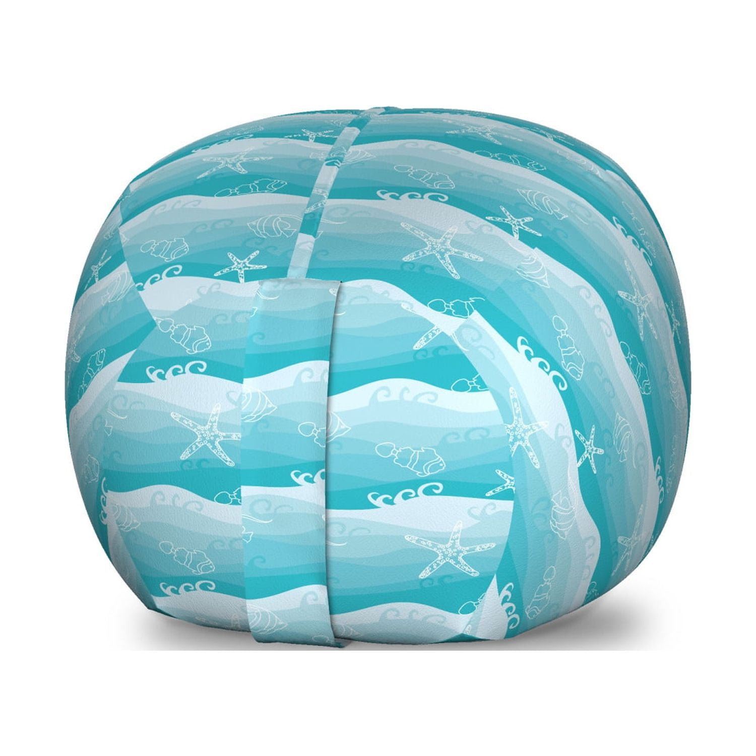 Nautical Storage Toy Bag Chair, Outline Starfish and Fishes on Ombre ...