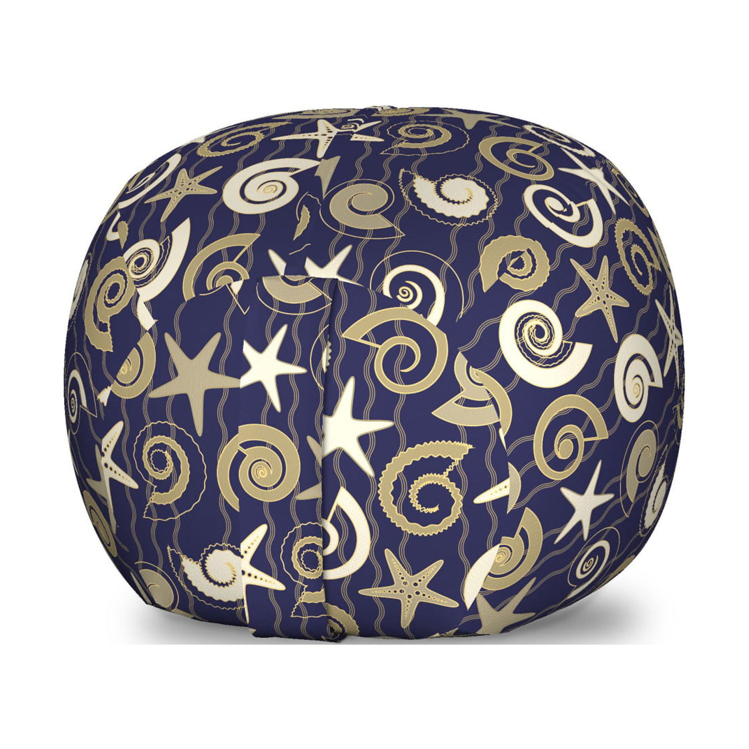 Nautical Storage Toy Bag Chair, Rhythmic Sea Shells Mollusk Waves ...