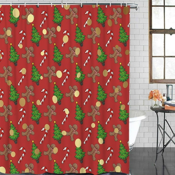 Nautical Stripe Design Fabric Shower Curtai - Navy and White 84" x 72" Waterproof Polyester Fabric with Hooks, Classic Simple Modern Neutral Bathroom Curtain