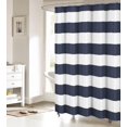 thumbnail image 1 of Nautical Stripe Design Fabric Shower Curtain - Navy and White 72" x 84" Long Shower Curtain Set with Hooks Waterproof Polyester Fabric, 1 of 6