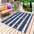 thumbnail image 1 of Nautical Striped Outdoor Rug 4x6 Ft, Non Slip Washable Area Rug, Summer Coastal Ocean Navy Blue White Patio Rugs Carpet Runner, Large Floor Mat for Indoor/Outdoor Deck Porch Camping, 1 of 8