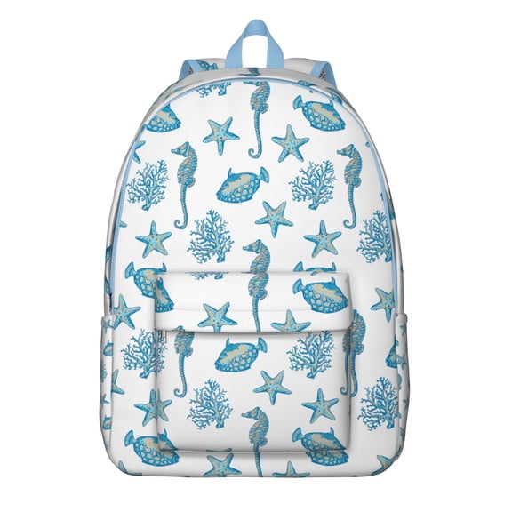 Nautical Summer Sand Vintage Travel Backpack Oxford Durable Material Backpack with Marine and Ocean Pattern Large Capacity Comfortable Carrying Anti-theft Features for Students and Outdoor Enthusiasts