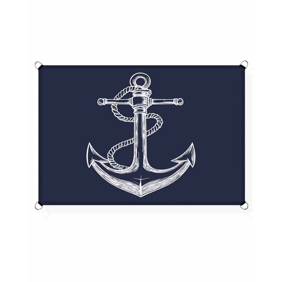 Nautical Sun Shade Sail 8'X10' Anchor Rope Coastal UV Block Outdoor Sail Shades Breathable Waterproof Rectangular Sunshade for Patio Garden Pool Pergola Porch