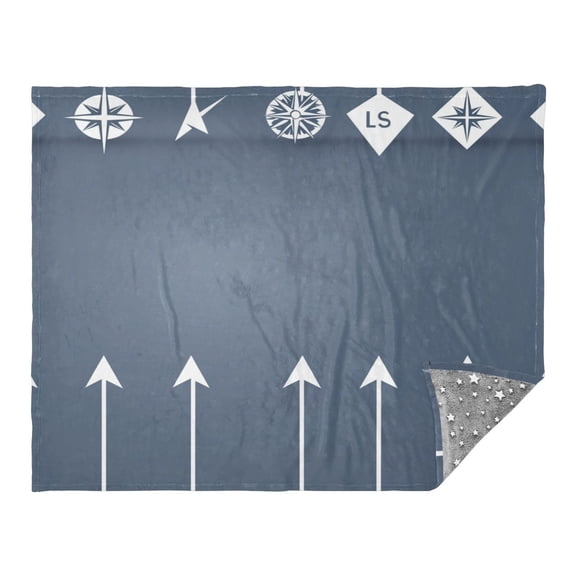 Nautical Symbols and Arrows 70x55in Flannel Throw Blanket, Double Sided, Soft and Cozy, Glow in the Dark