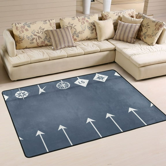 Nautical Symbols and Arrows Soft Polyester Area Rug 36''x24'', Non Slip, Memory Foam, Water Absorbent