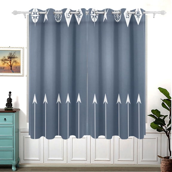 Nautical Symbols and Arrows Thermal Blackout Curtains 63x55 Inch 2 Panels Grommet Window Drapes for Bedroom Living Room