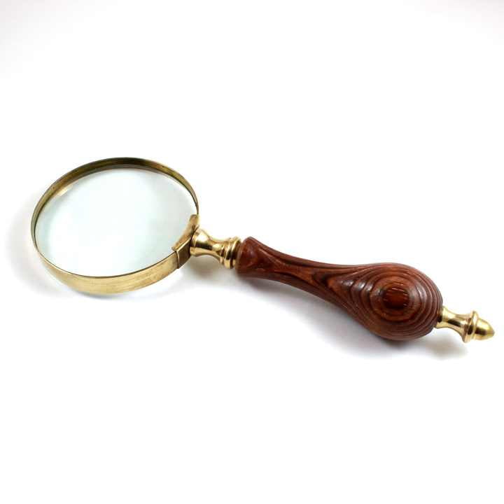 Nautical Table Decor Handle Magnifier 2\" Brass Wooden Lens with Durable Metal Alloy Novelty Gifts