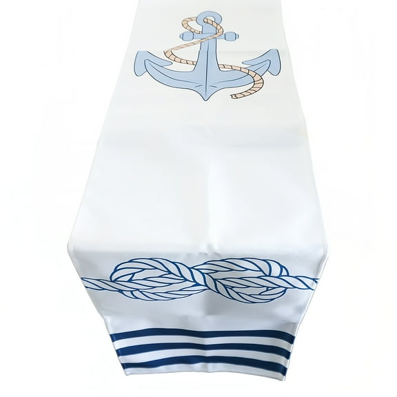 Nautical Table Runner for Table Setting, 72" x 13", Ship Anchor Rope Printed Dining Table Linens and Decor for Home Party Decor