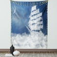 thumbnail image 1 of Nautical Tapestry, A Yacht in the Ocean Made and Shaped with Fluffy Clouds Atmospheric Imaginary Sky, Wall Hanging for Bedroom Living Room Dorm Decor, 40W X 60L Inches, Blue White, by Ambesonne, 1 of 5