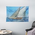 thumbnail image 1 of Nautical Tapestry, Deluxe Sailboat on Sea Regatta Race Yacht Windy Weather Competition Luxury, Wall Hanging for Bedroom Living Room Dorm Decor, 60W X 40L Inches, Blue White Brown, by Ambesonne, 1 of 2