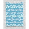 thumbnail image 1 of Nautical Tapestry, Horizontally Arranged Sea Waves Splashes, Wall Hanging for Bedroom Living Room Dorm Decor, 40W X 60L Inches, Ceil Blue Pale Seafoam Deep Sky Blue Pale Cadet Blue, by Ambesonne, 1 of 5