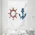 thumbnail image 1 of Nautical Tapestry, Illustration of An Anchor and Steering Wheel Watercolors Splashes Ink Brush Effects, Wall Hanging for Bedroom Living Room Dorm Decor, 60W X 80L Inches, Pink Blue, by Ambesonne, 1 of 2