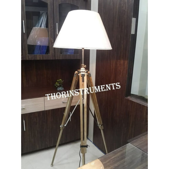 Nautical Teak Wood Floor Standing Study Room Purpose Lamp Base Only