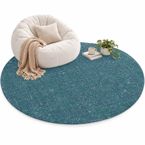 Nautical Teal Area Rug 5', Coastal Teal Blue Solid Background Seafoam ...