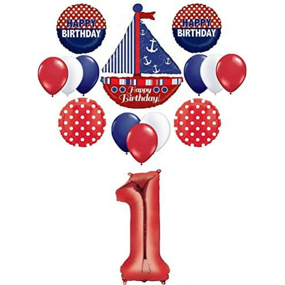 Nautical Theme 1st Birthday Party Supplies Sailboat Balloon Bouquet Decorations