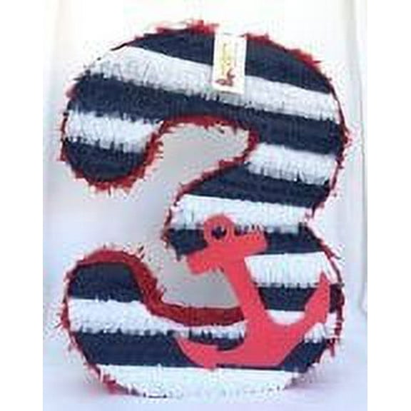 Nautical Theme Number Three Piata 20" Tall