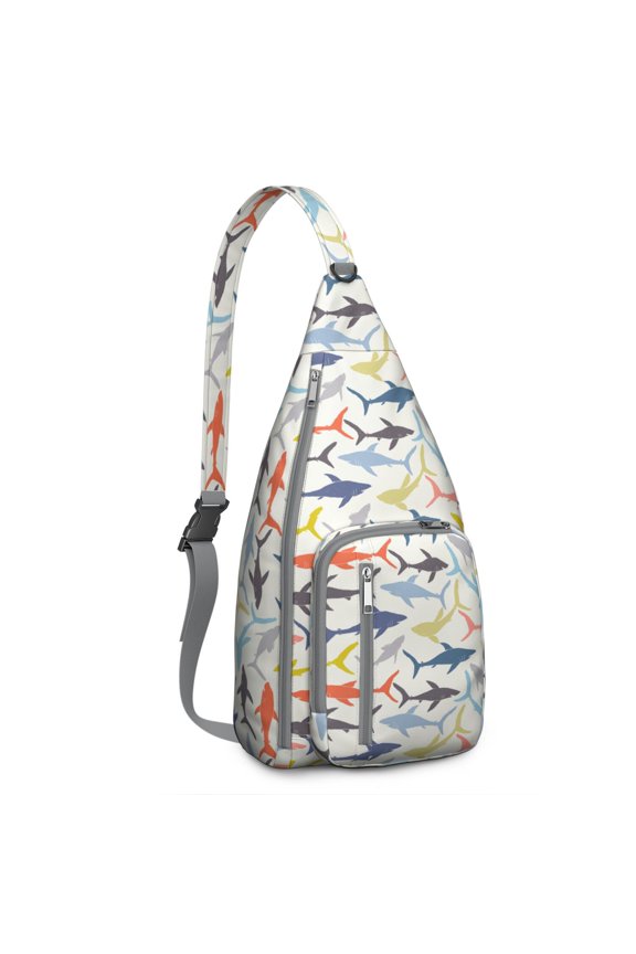 Nautical Theme Sling Backpack - Cute Whale & Dolphin Pattern, Water-Resistant Anti-Theft Bag for Travel