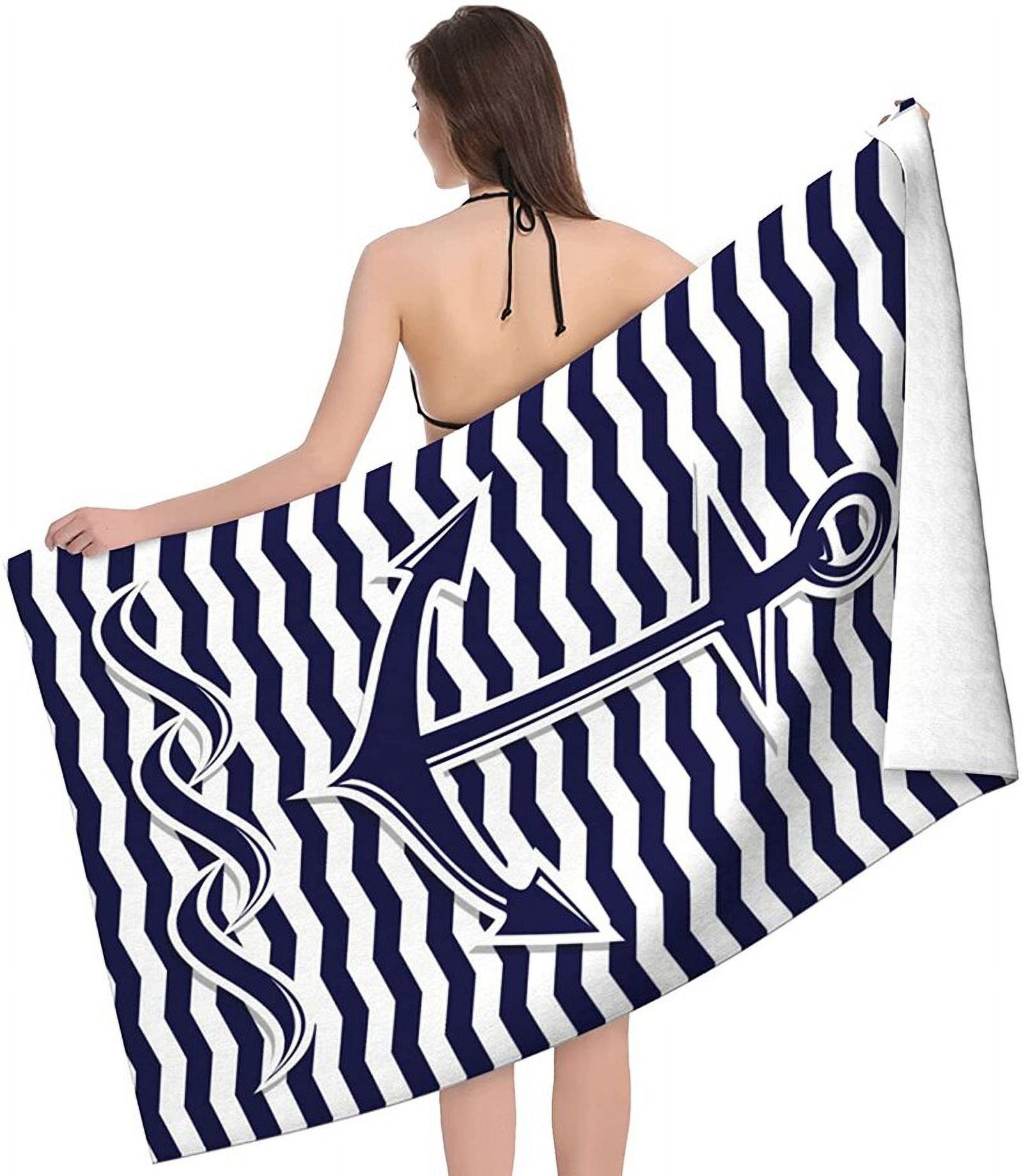 Nautical Themed Anchors Pattern Beach Towel Microfiber Sand Free
