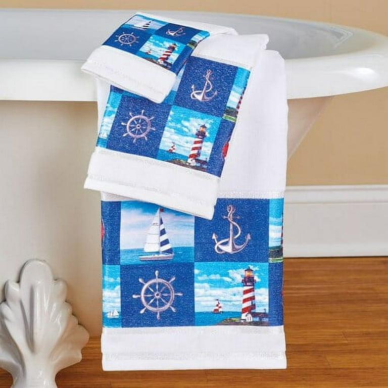 Nautical-Themed Nantucket Washcloth Bath & Hand Towel Set 