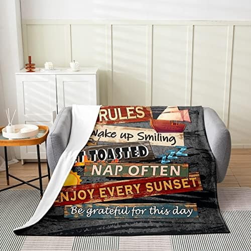 Nautical Themed Throw Blanket Colorful Cartoon Oar Anchor Rudder Fleece