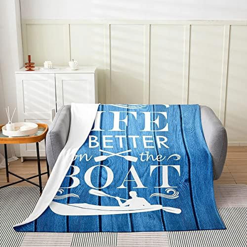 Nautical Themed Throw Blanket Colorful Cartoon Oar Anchor Rudder Fleece