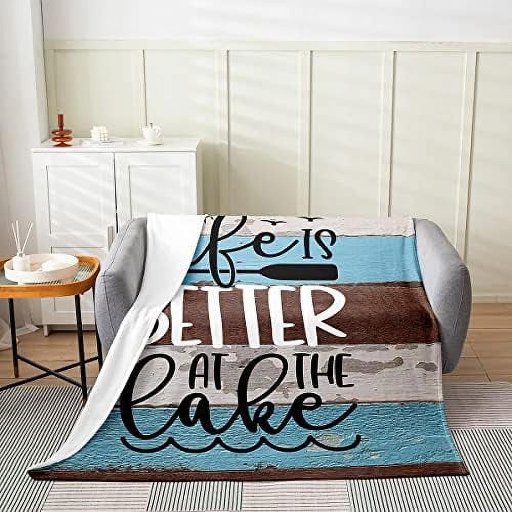 Nautical Themed Throw Blanket Colorful Cartoon Oar Anchor Rudder Fleece