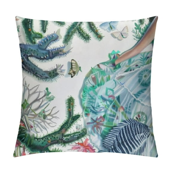 Nautical Throw Pillow Covers " Set of Beach Theme Blue Coral Starfish Pillow Cover Couch Pillow Cases Outdoor Sofa Cushion Cover for Bed Living Room