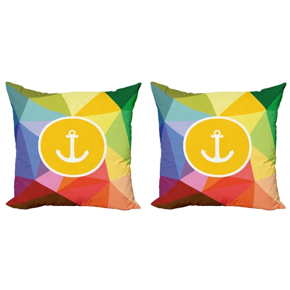 Ambesonne Colorful Throw Pillow Cover 2 Pack, Holiday Sailor Summer, 24", Multicolor