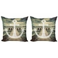 thumbnail image 1 of Ambesonne Nautical Throw Pillow Cover 2 Pack, Anchor Ocean Waves, 16", Grey and Brown, 1 of 6