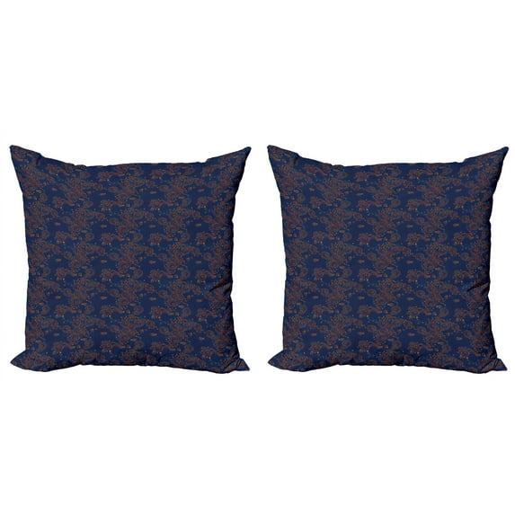 Ambesonne Nautical Throw Pillow Cover 2 Pack, Fish Shell Flowers Swirls, 18", Pale Cinnamon Indigo