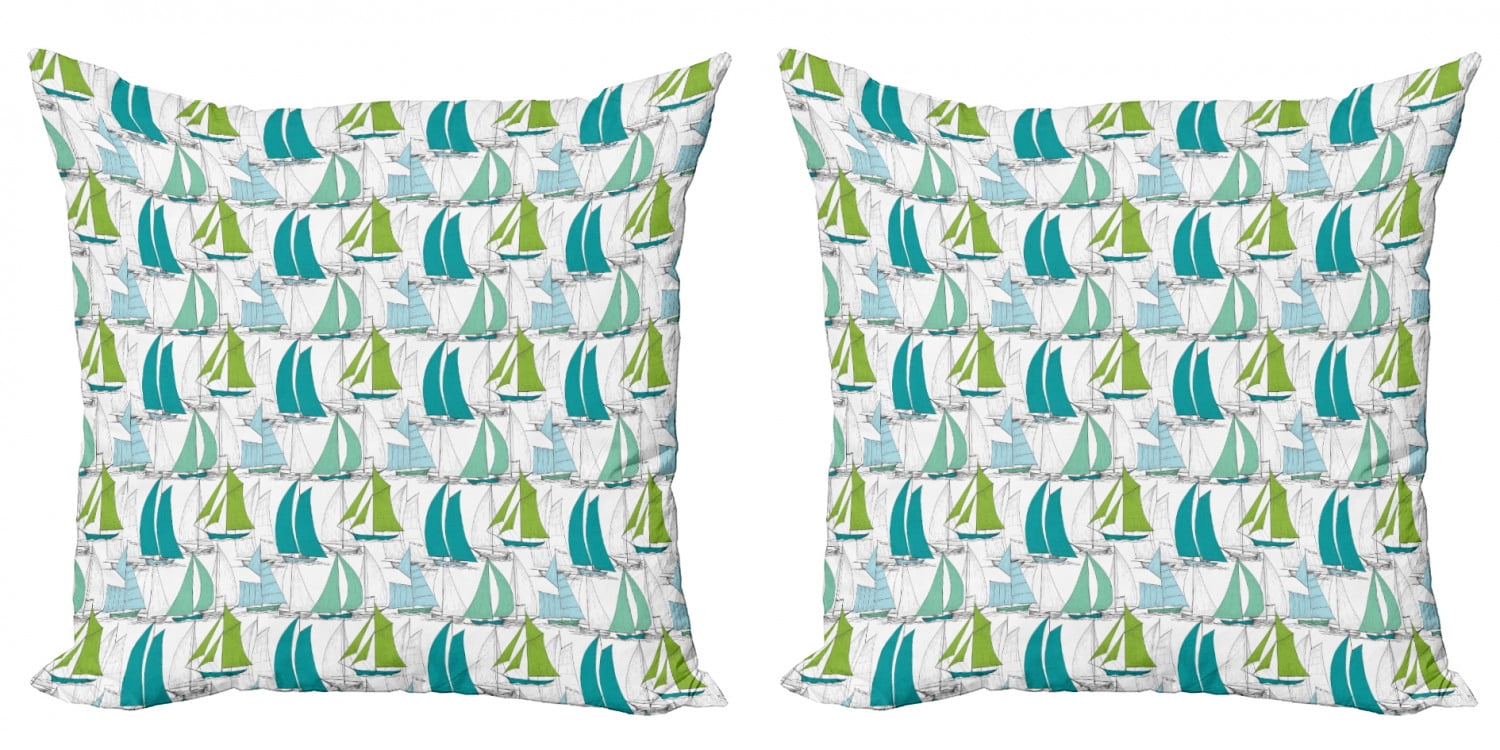 Nautical Throw Pillow Cushion Cover Pack of 2, Sailing Boats on the