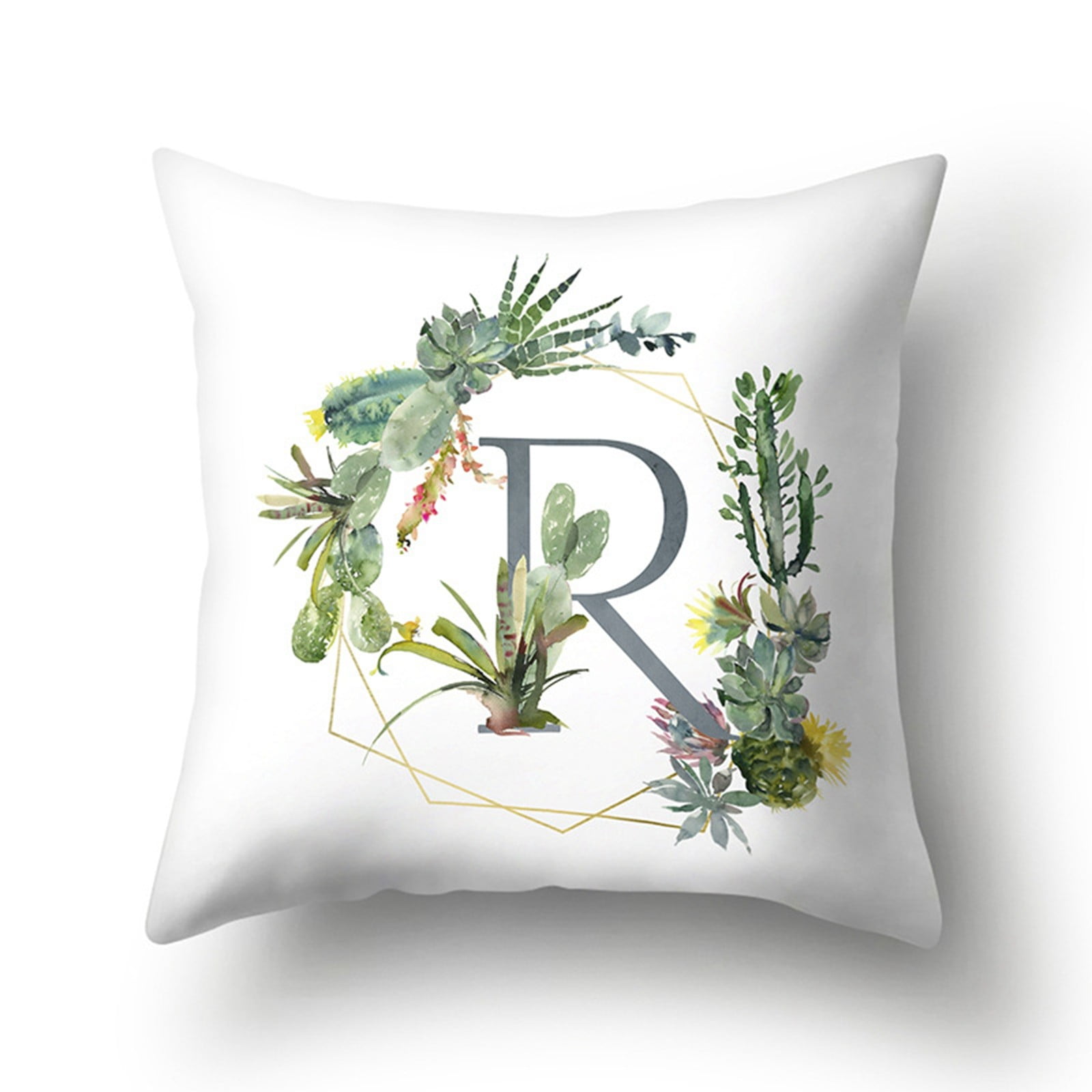 Nautical Throw Pillows for Couch Green Succulent Flowers English Alphabet  Home Soft Cushion Cover compatible with Machine Washable Silk Pillowcase 
