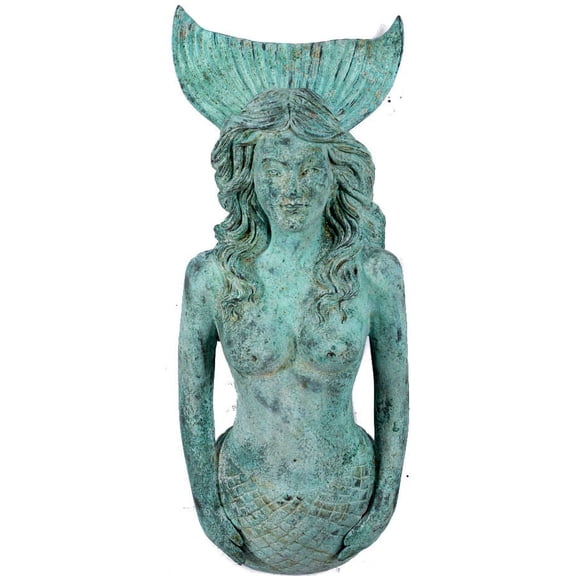 Nautical Tropical Life Size Figurehead Mermaid with Shipwreck Finish Wall Sculpture