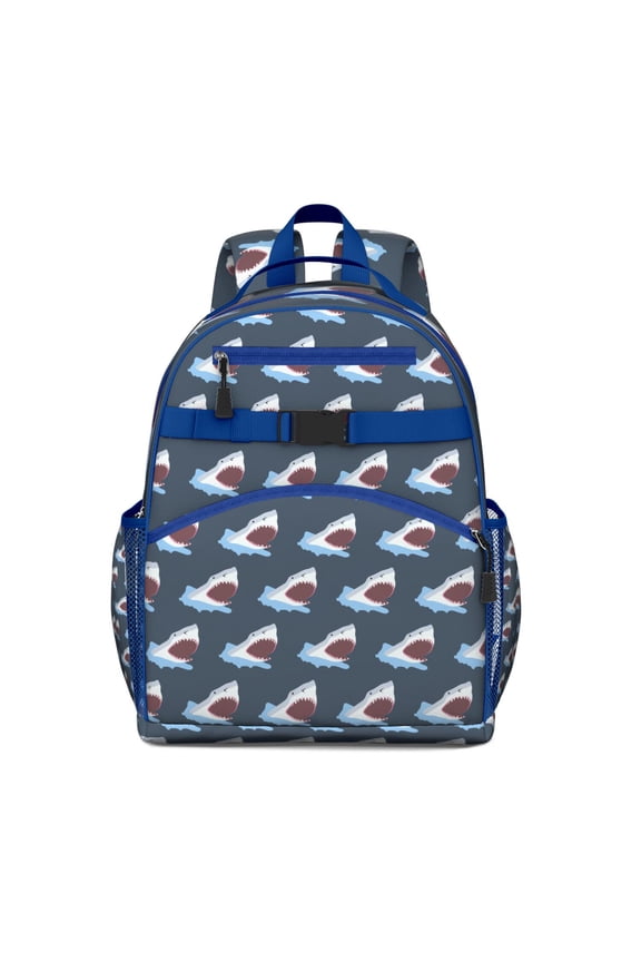 Nautical Underwater Marine Life Students Backpack With Dolphin, Shark, Whale Ocean Tropical Sea Abstract Funny Pattern