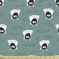 thumbnail image 1 of Ambesonne Nautical Fabric by the Yard Upholstery, Cartoon Style Crab Images, 5 Yards, Green Charcoal Grey, 1 of 5