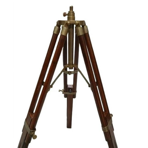 Nautical Vantage Look Brass Floor Lamp Wooden Tripod Stand Nautical Item