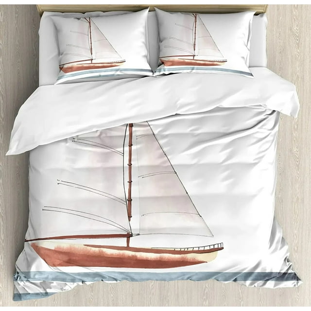 Nautical Vintage Style Spanish Galleon 3pcs Bedding Set For Bedroom