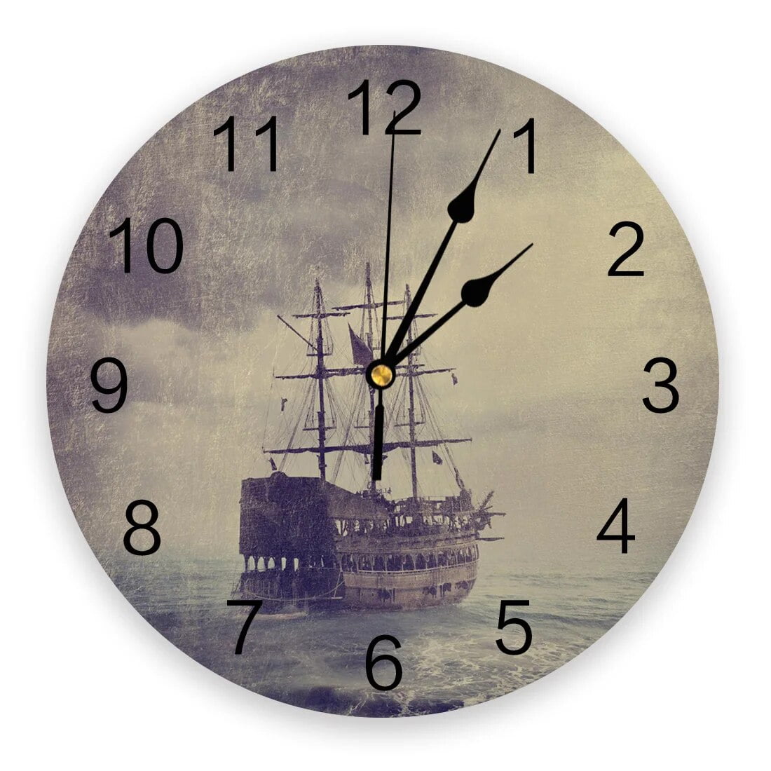 Nautical Vintage Style Spanish Galleon Wall Clocks Silent Home Cafe