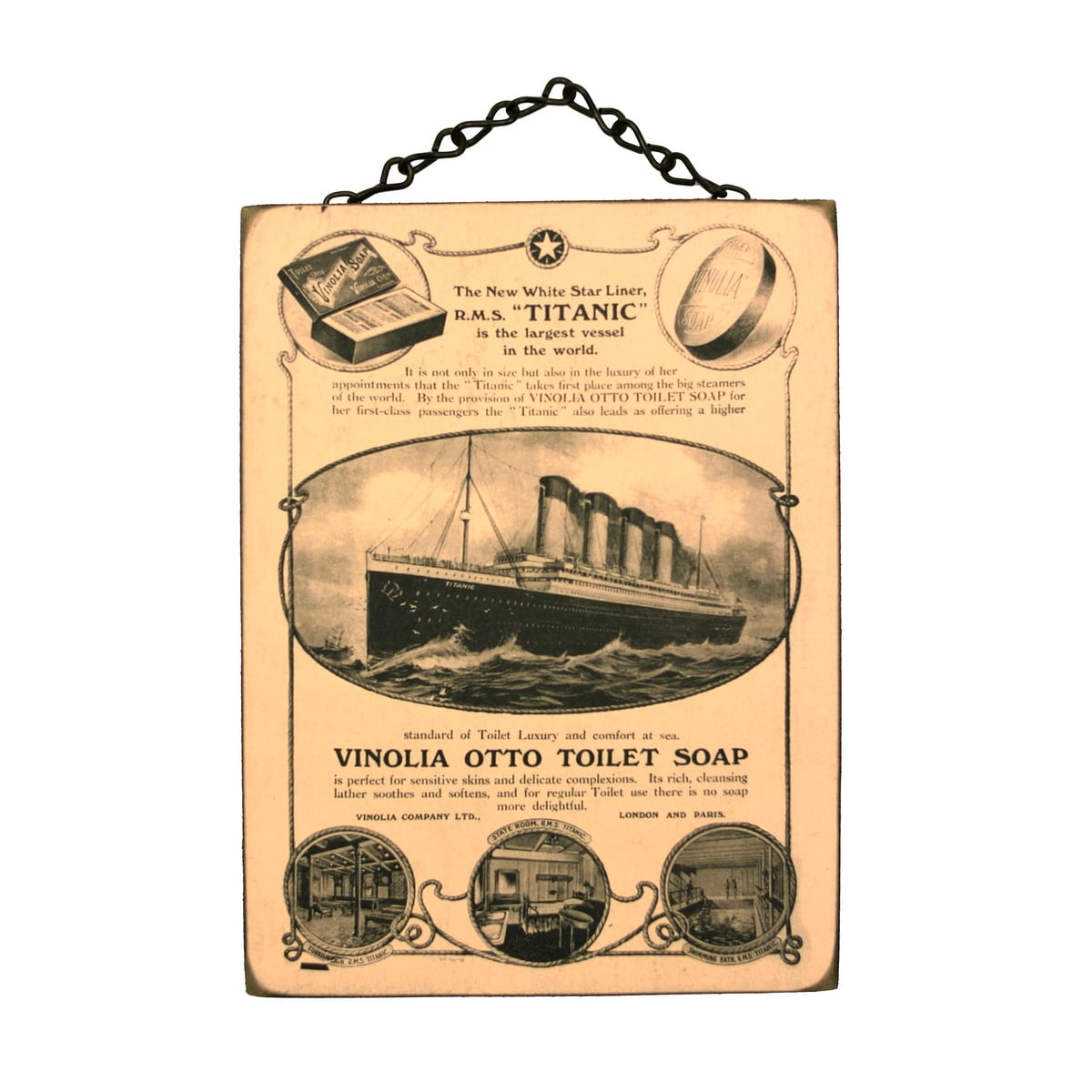 Vintage Titanic Vinolia Soap Ad Hanging Wooden Sign Bathroom Wall Art Home Decor Vintage Titanic Vinolia Soap Ad Hanging Wooden Sign Bathroom Wall Art Home Decor