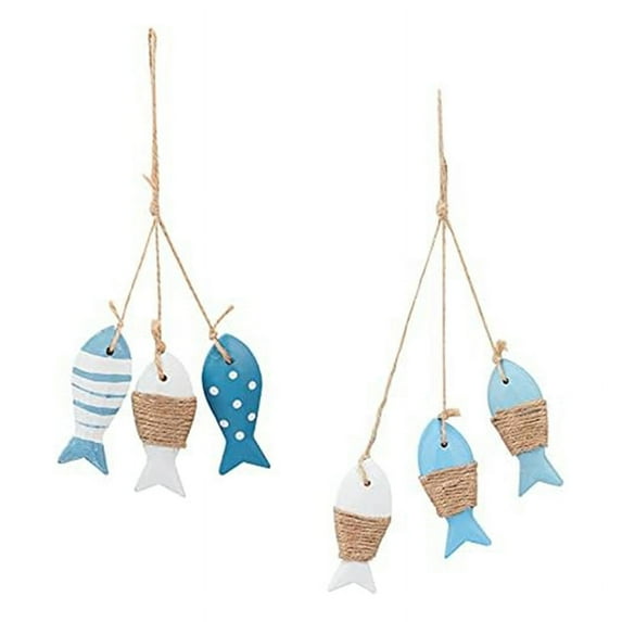 Nautical Wall Hanging Ornament Wood Fish Decor Mediterranean Style Wood Pendant Ornaments for Wall Door Hanging Decor