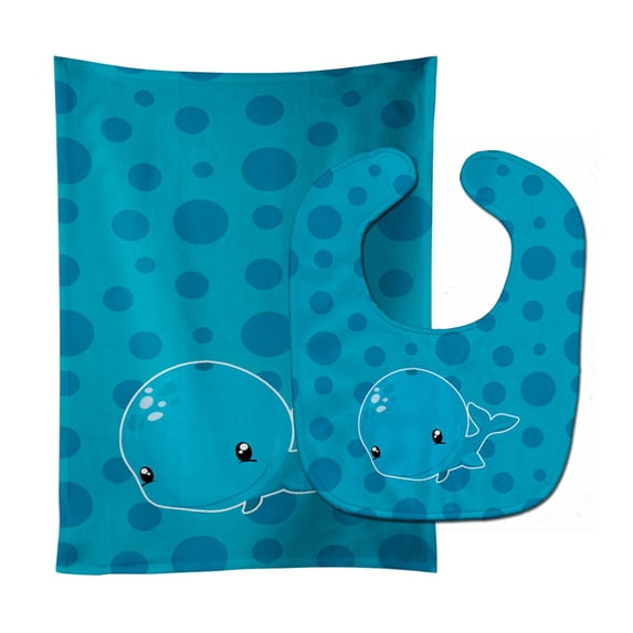Nautical Whale Baby Bib and Burp Cloth