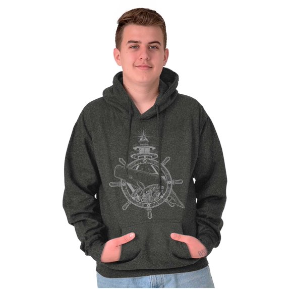 Nautical Whale Wheel Spiritual Animal Hoodie Sweatshirt Women Men Brisco Brands S
