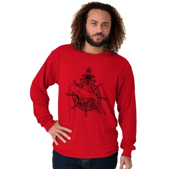 Nautical Whale Wheel Spiritual Animal Long Sleeve TShirt Men Women Brisco Brands X