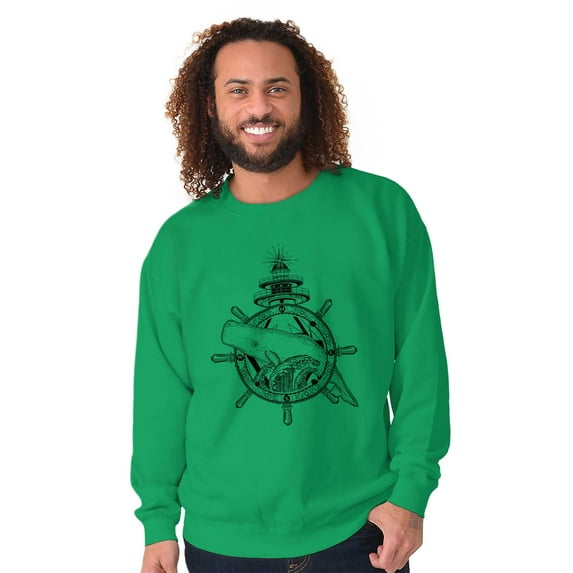 Nautical Whale Wheel Spiritual Animal Sweatshirt for Men or Women Brisco Brands L