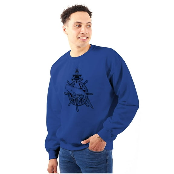 Nautical Whale Wheel Spiritual Animal Sweatshirt for Men or Women Brisco Brands L