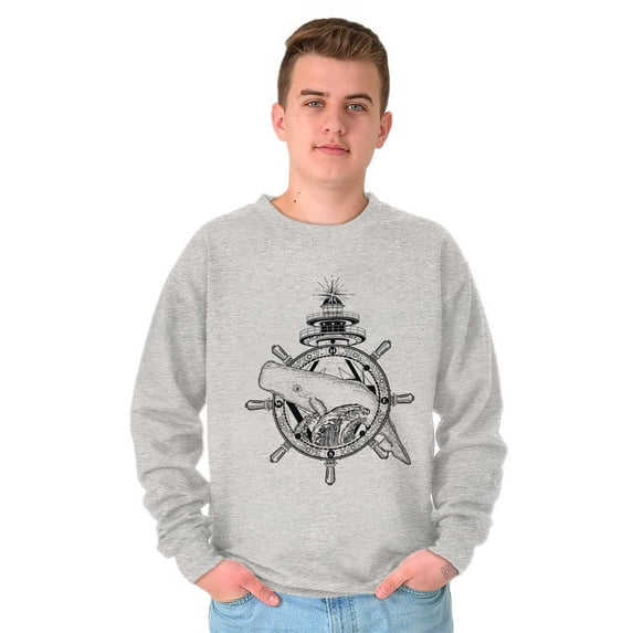 Nautical Whale Wheel Spiritual Animal Sweatshirt for Men or Women Brisco Brands M