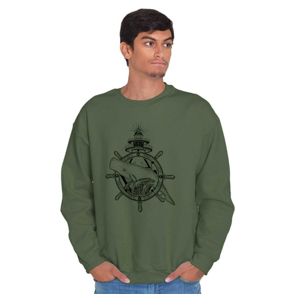 Nautical Whale Wheel Spiritual Animal Sweatshirt for Men or Women Brisco Brands X