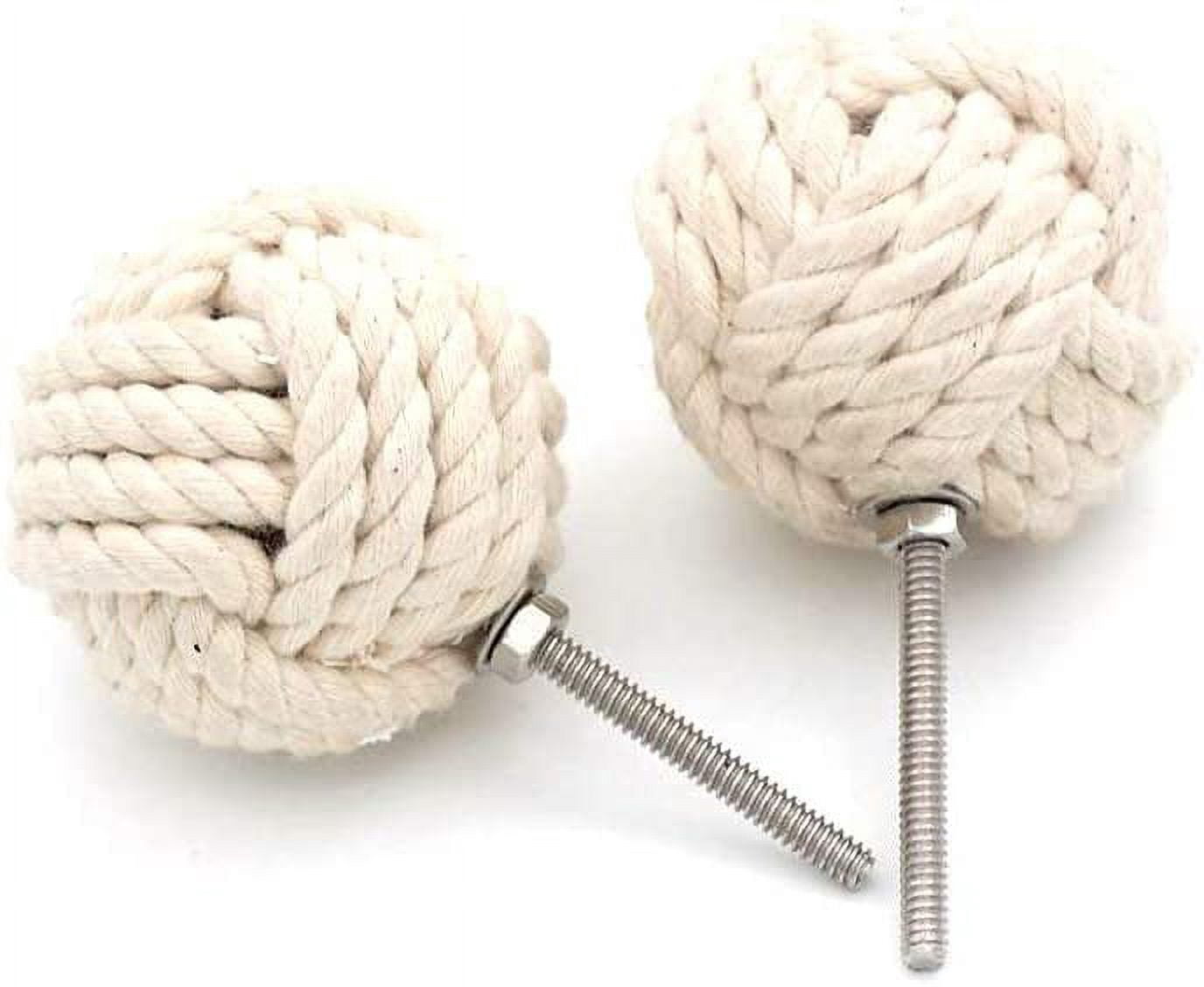 Pull Rope Knob Nautical White Cotton Rope Door Knobs/Rope Knot Drawer Pulls and Knobs ...